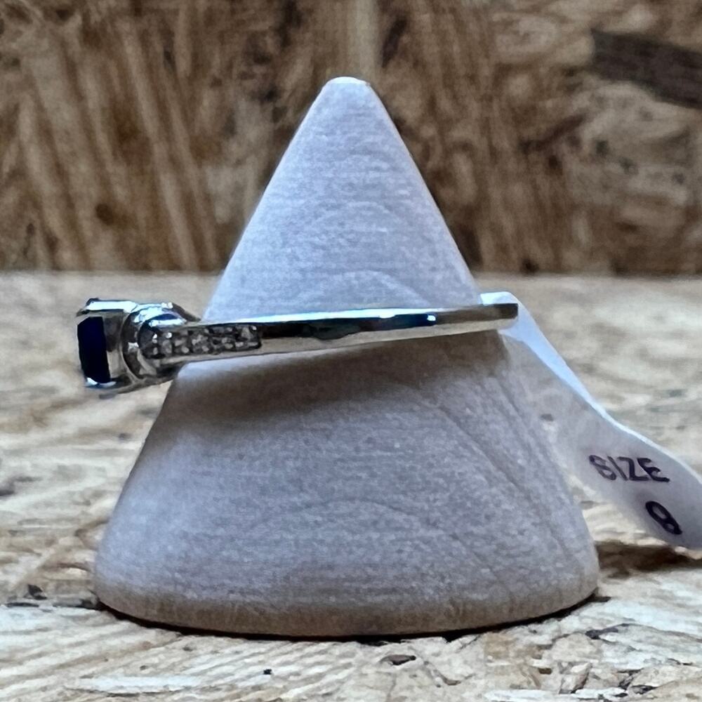 Bomb Party It's A Date Lab Created Sapphire Stone Rhodium Plating Band Sz 9 Ring - Picture 2 of 8